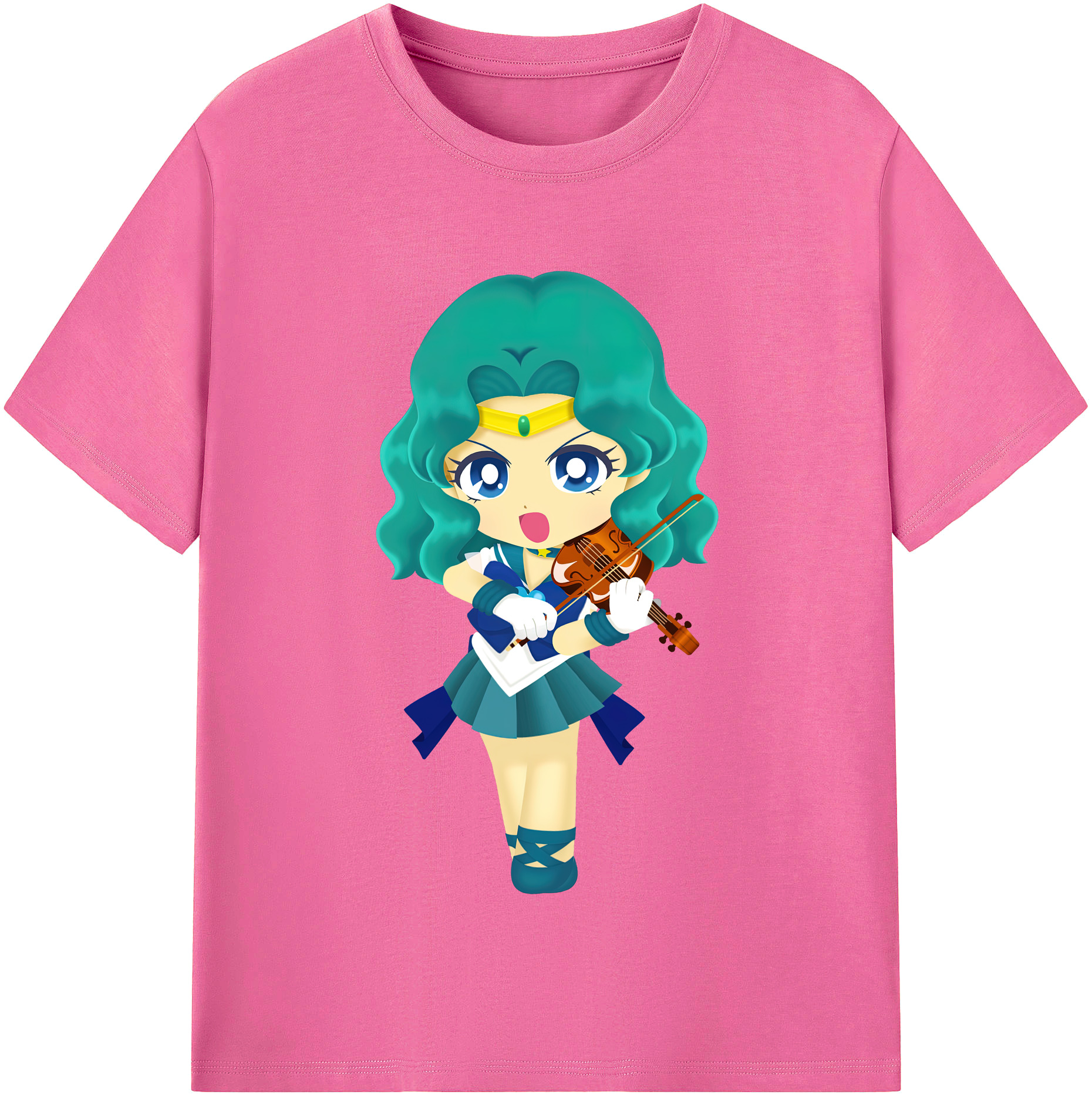 （画像用） 美少女戦士セーラームーン 海王 みちる（かいおう みちる） Sailor Moon Kaiou Michiru レディースカジュアルプリントTシャツ（綿100％）
